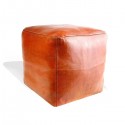 Marokkanisches Sitzkissen tabakbrauner Würfel_ Pouf Sitzhocker Ottoman orientalische Lederkissen Bodenkissen