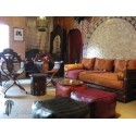 Marokkanisches Sitzkissen tabakbrauner Würfel_ Pouf Sitzhocker Ottoman orientalische Lederkissen Bodenkissen