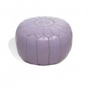 Marokkanisches Designsitzkissen aus Leder in lila_ Pouf Sitzhocker Ottoman orientalische Lederkissen Bodenkissen