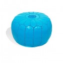 Marokkanisches Designsitzkissen aus Leder in türkis_ Pouf Sitzhocker Ottoman orientalische Lederkissen Bodenkissen