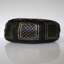 Ledersitzkissen Fassi in schwarz und gold_ Pouf Sitzhocker Ottoman orientalische Lederkissen Bodenkissen