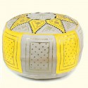 Ledersitzkissen Fassi in gelb und weiß_ Pouf Sitzhocker Ottoman orientalische Lederkissen Bodenkissen