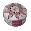 Ledersitzkissen Fassi in rosa und weiß_ Pouf Sitzhocker Ottoman orientalische Lederkissen Bodenkissen