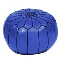 Marokkanisches Designsitzkissen aus Leder in hellblau_ Pouf Sitzhocker Ottoman orientalische Lederkissen Bodenkissen