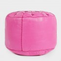 Marokkanisches arkade Designsitzkissen aus Leder in orange_ Pouf Sitzhocker Ottoman orientalische Lederkissen Bodenkissen