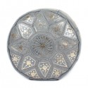 Pouf fassi en cuir Cuir orange_ pouffe marocain en cuir veritable fait main